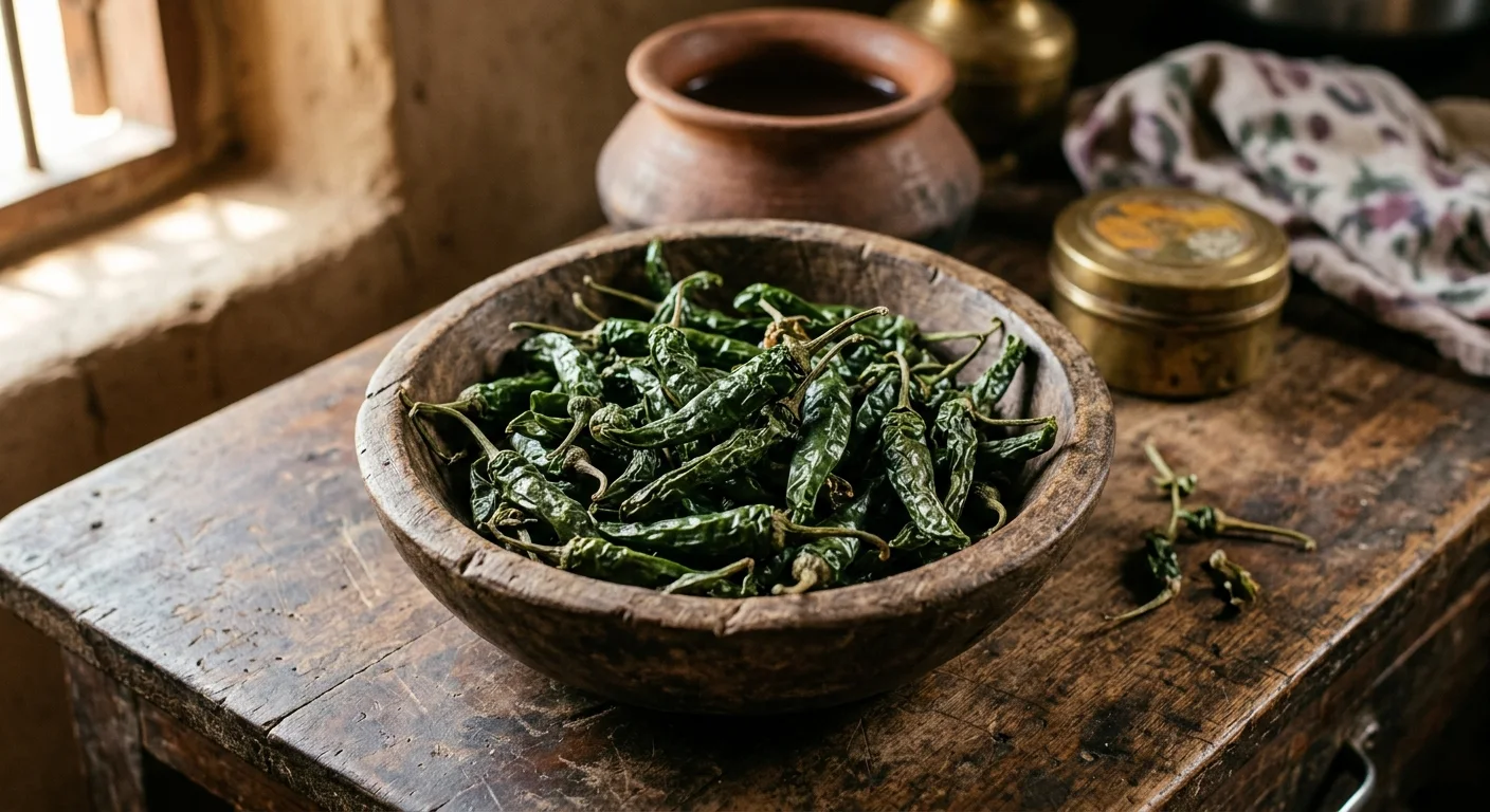 Sun-Dried Green Chili Flakes & Whole (Hari Mirch)